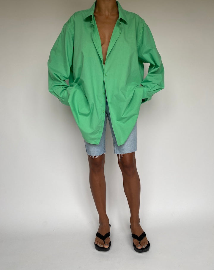 VINTAGE GREEN COTTON BLENDED SHIRT 1239