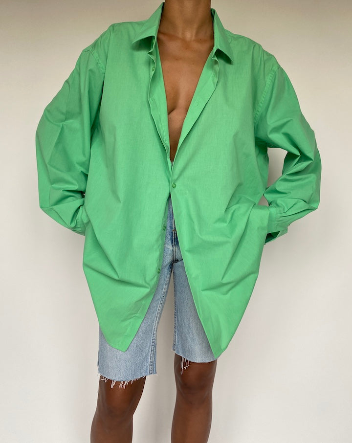 VINTAGE GREEN COTTON BLENDED SHIRT 1239