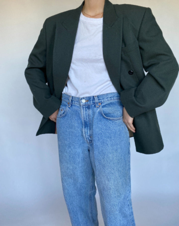 VINTAGE GREEN DOUBLE BREASTED BLAZER 491