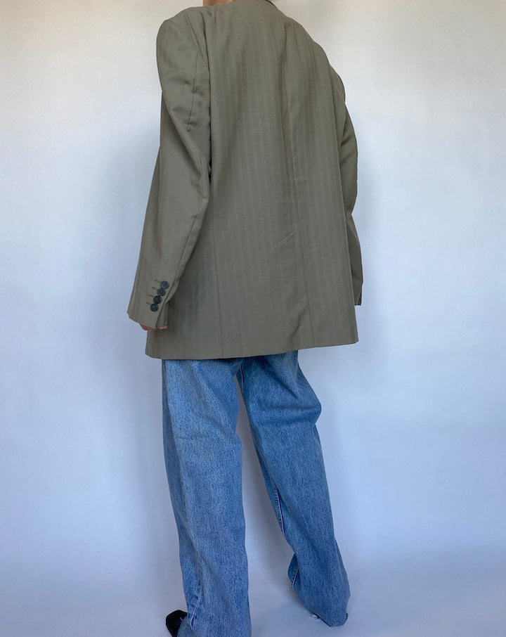 VINTAGE GREEN OVERSIZED WOOL BLAZER 495-2
