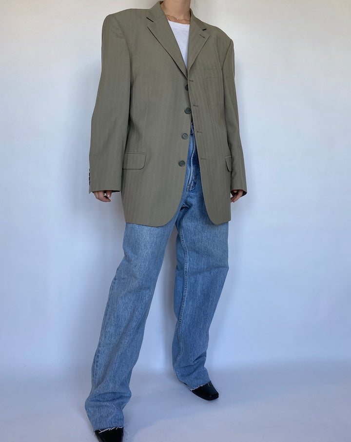 VINTAGE GREEN OVERSIZED WOOL BLAZER 495-3