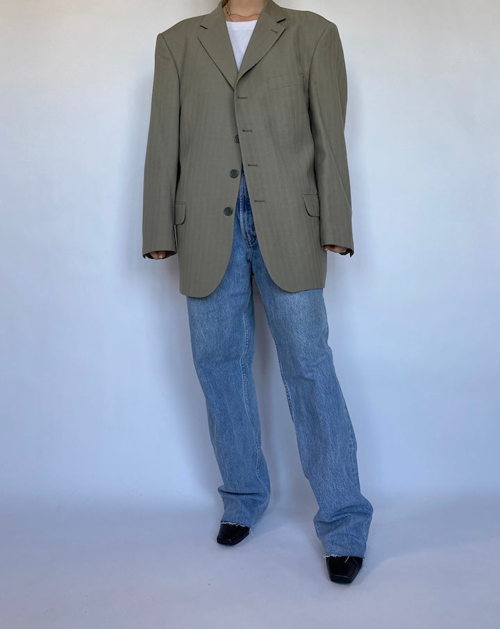 VINTAGE GREEN OVERSIZED WOOL BLAZER 495-4