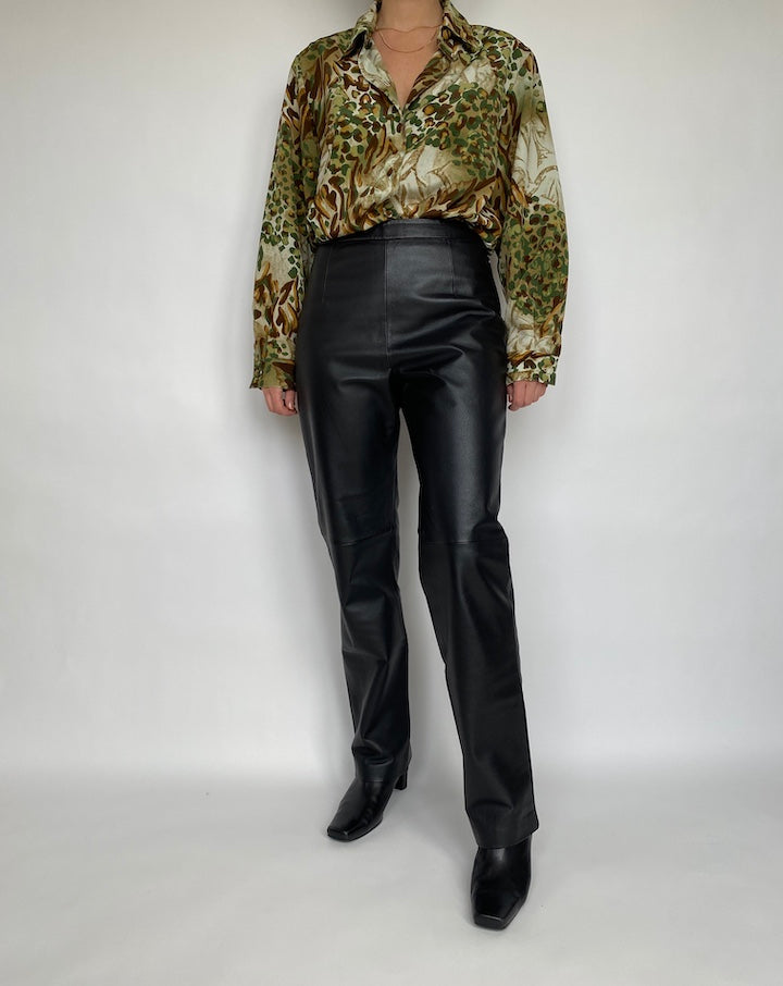 VINTAGE GREEN PATTERNED BLOUSE 466-6