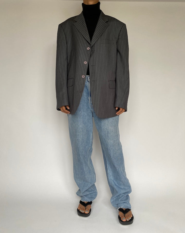 VINTAGE GREY PINSTRIPED BLAZER 1450