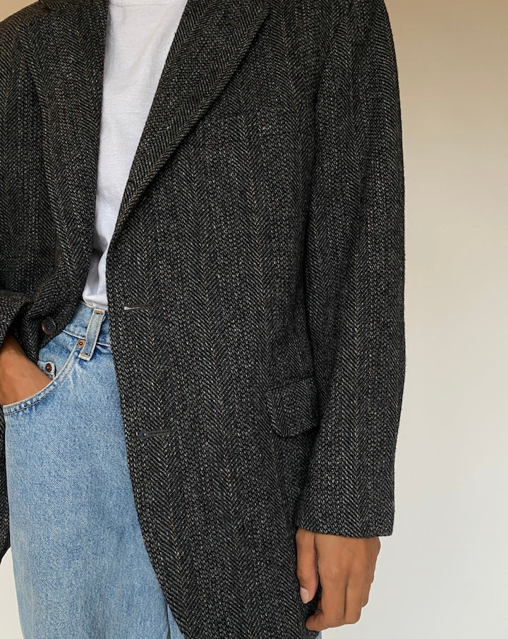VINTAGE GREY WOOL BLAZER 1325-3