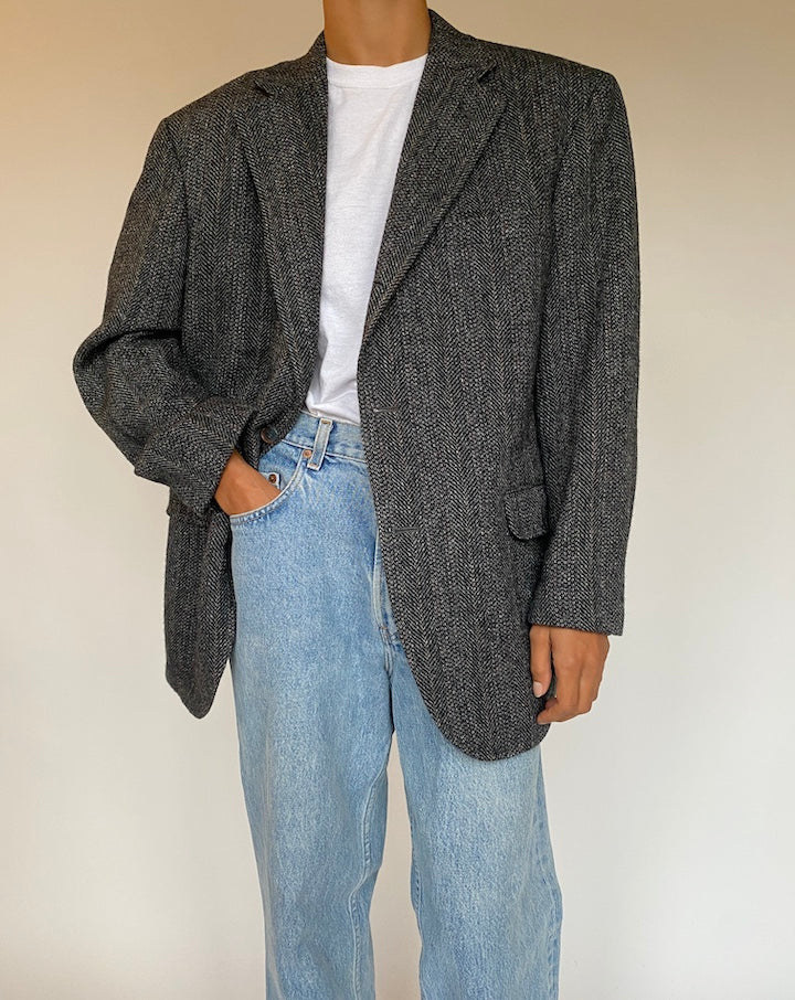 VINTAGE GREY WOOL BLAZER 1325-4