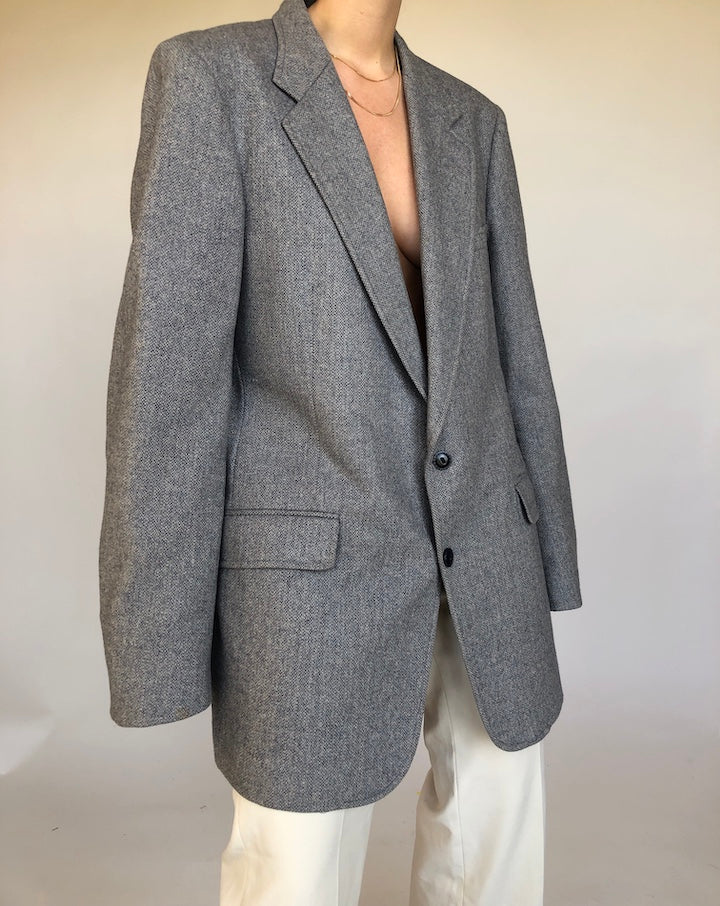 VINTAGE GREY WOOL BLAZER 329 2