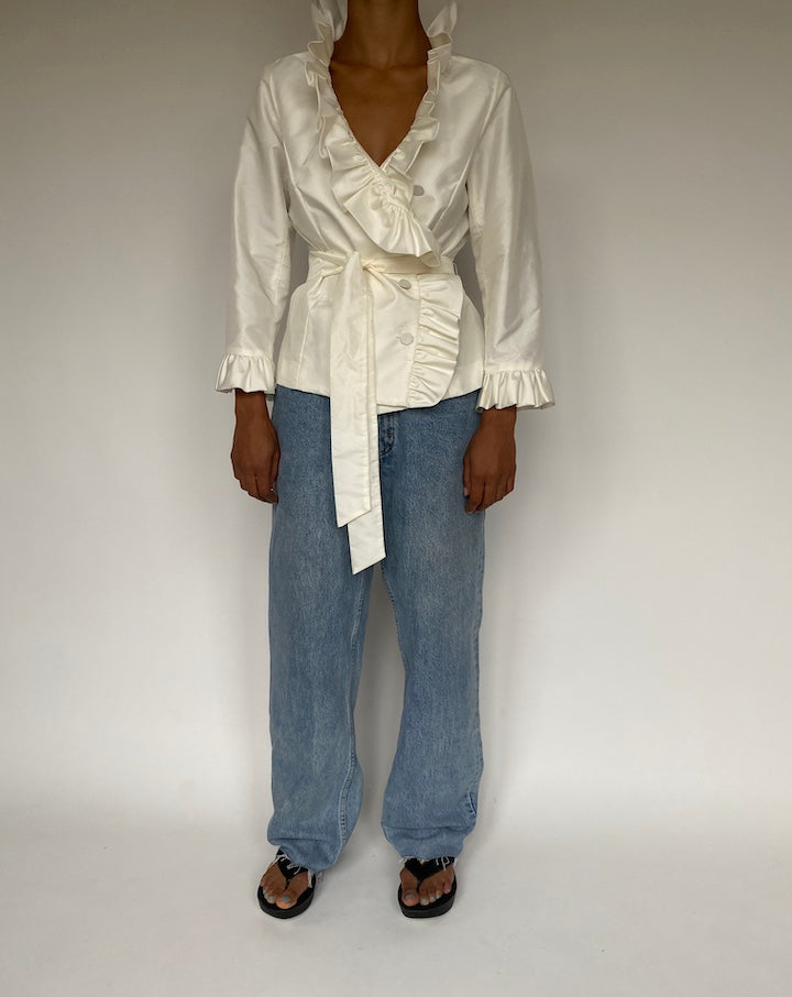 VINTAGE IVORY RUFFLED TOP 1223-3