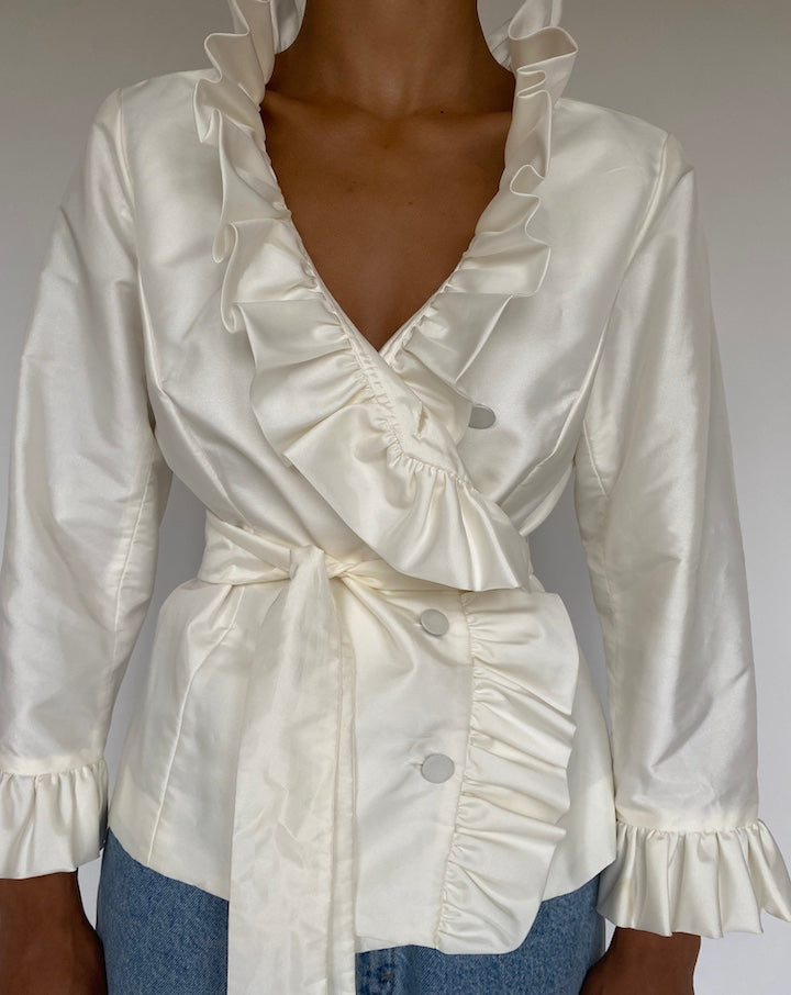 VINTAGE IVORY RUFFLED TOP 1223-4