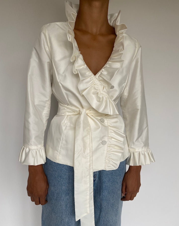 VINTAGE IVORY RUFFLED TOP 1223-5