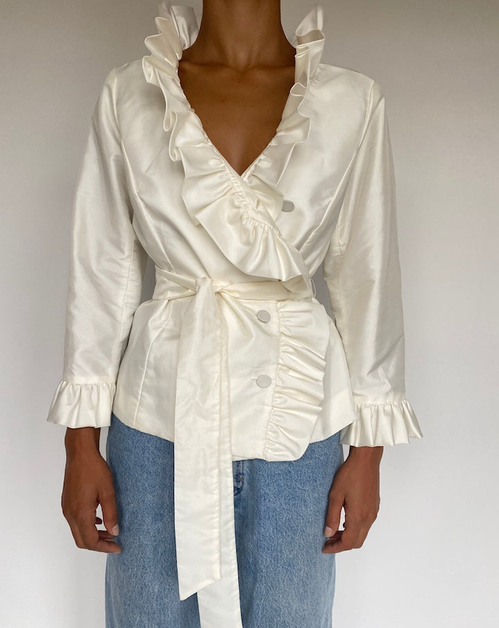 VINTAGE IVORY RUFFLED TOP 1223-6