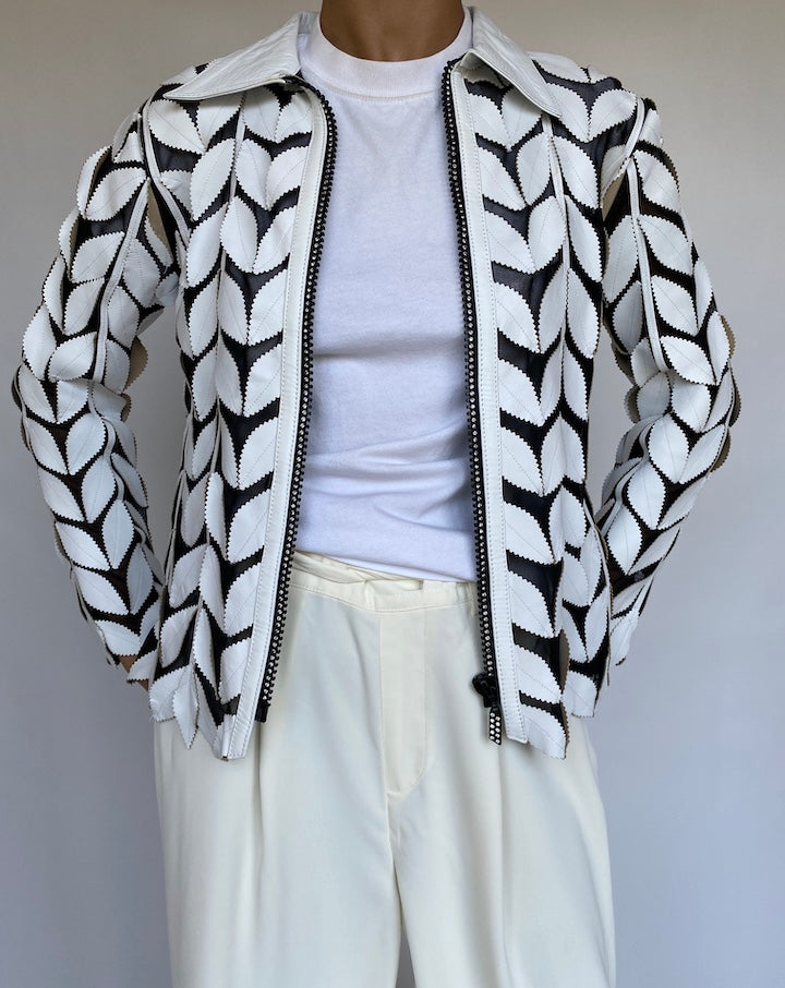 VINTAGE LEATHER CARDIGAN 158-10