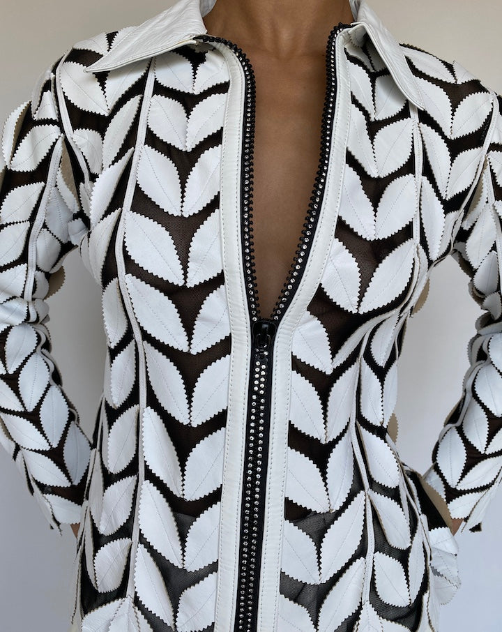 VINTAGE LEATHER CARDIGAN 158