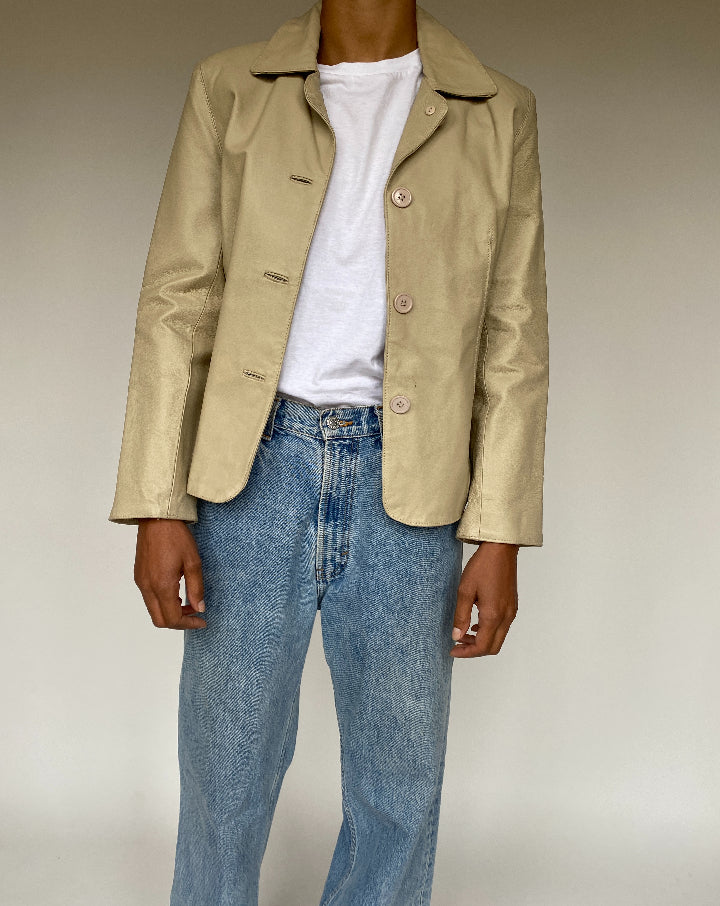 VINTAGE LIGHT BEIGE LEATHER JACKET 1231-3