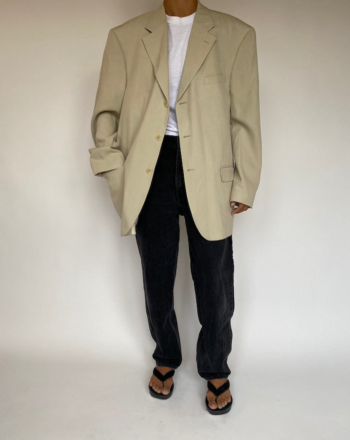 VINTAGE LIGHT BEIGE SILK BLAZER 1337