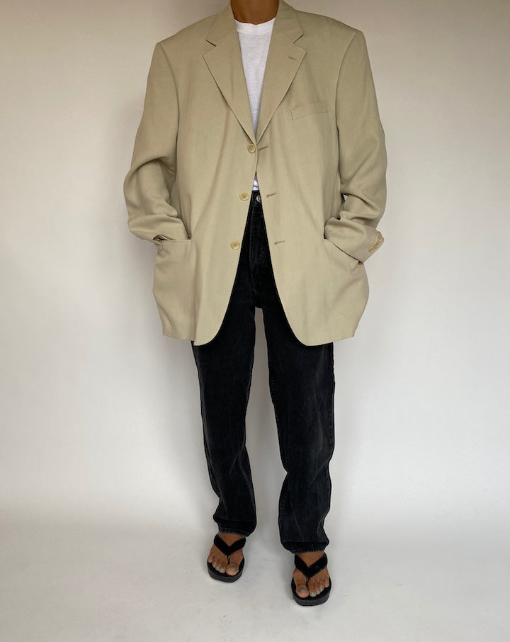 VINTAGE LIGHT BEIGE SILK BLAZER 1337