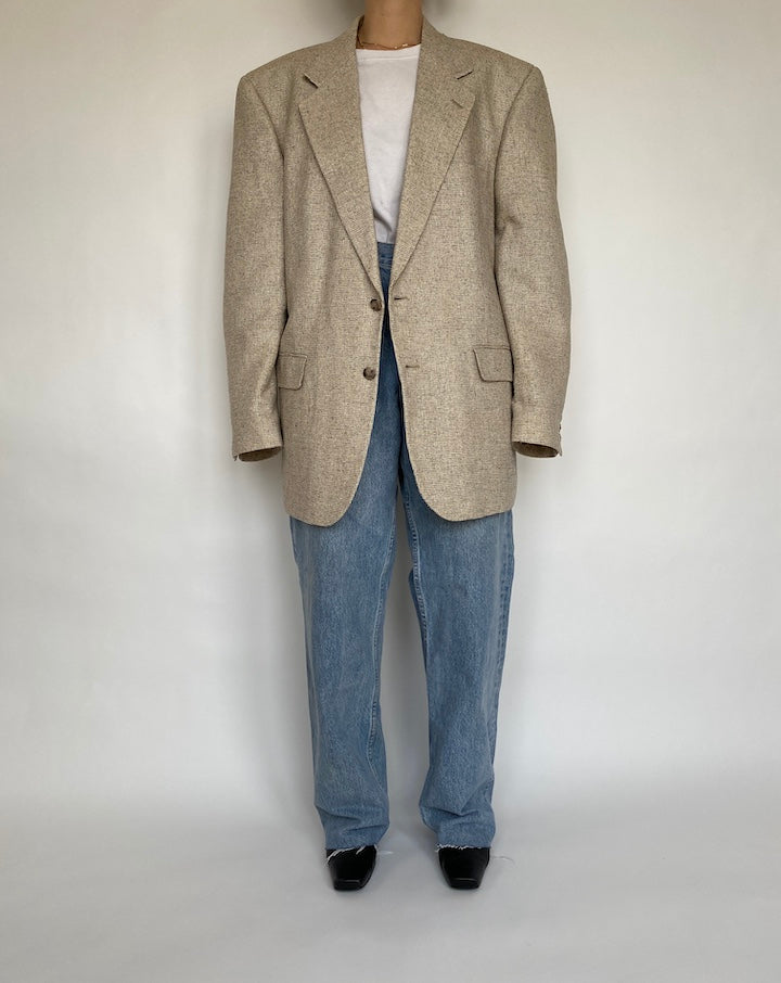 VINTAGE LIGHT BEIGE SILK BLAZER