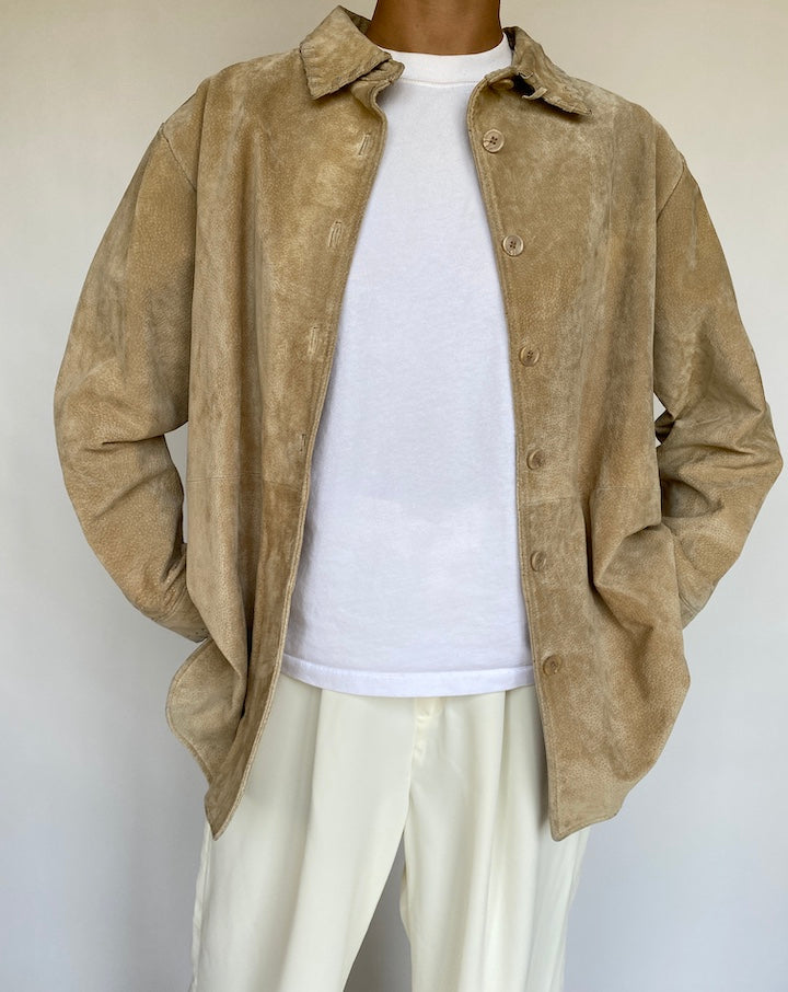 VINTAGE LIGHT BEIGE SUEDE JACKET 332-6