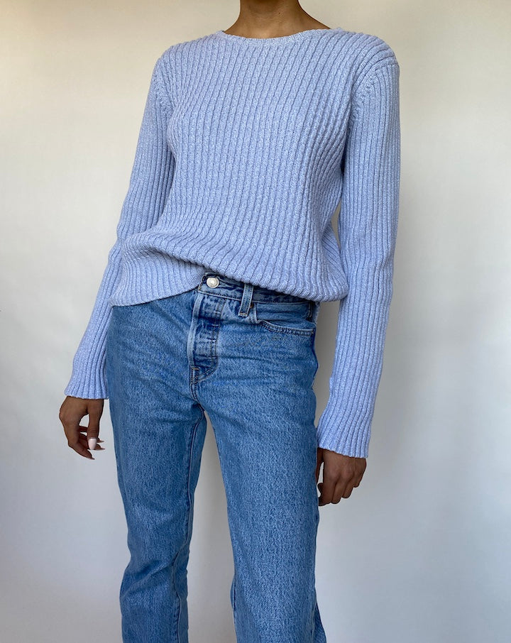 VINTAGE LIGHT BLUE KNITTED SWEATER 600