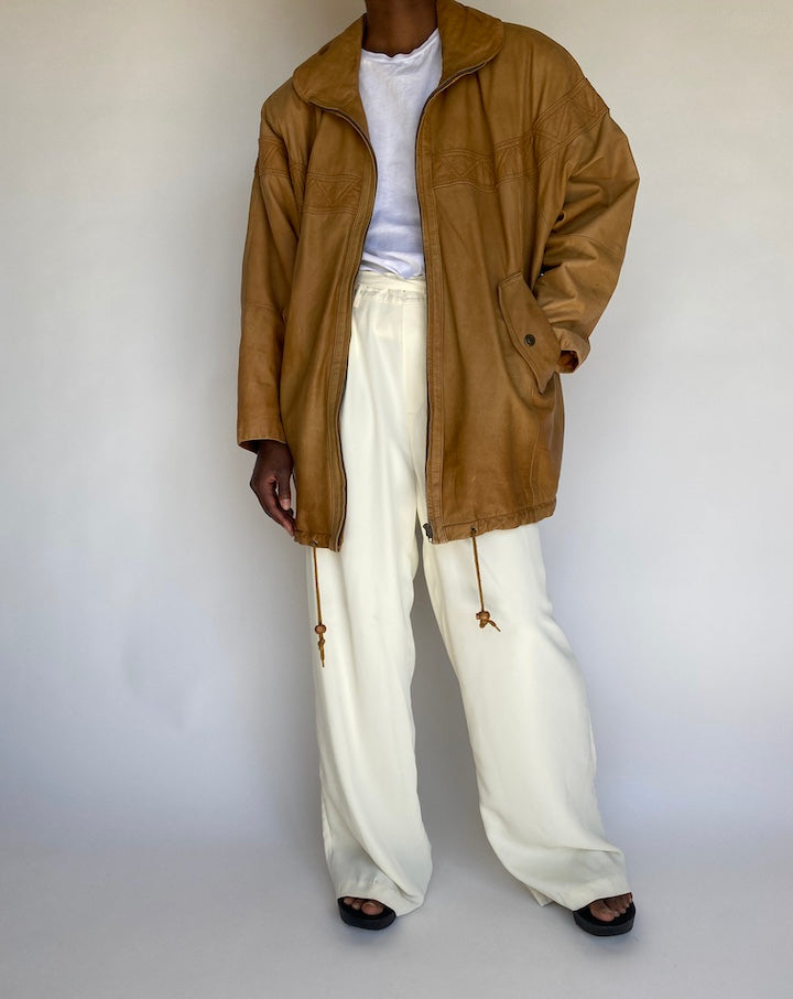 VINTAGE LIGHT BROWN LEATHER JACKET 1195-4