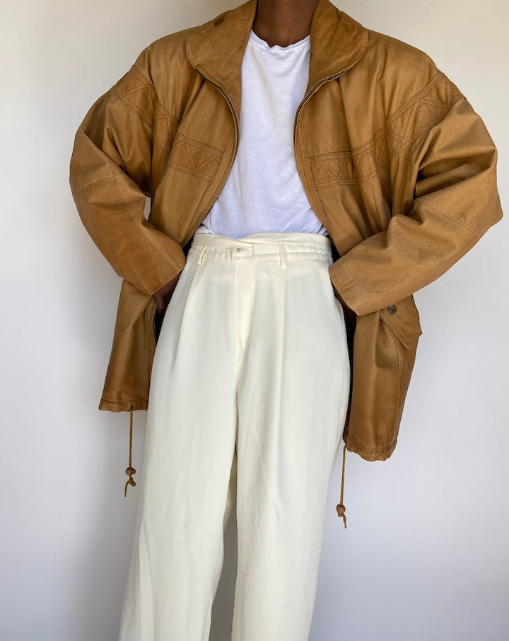 VINTAGE LIGHT BROWN LEATHER JACKET 1195