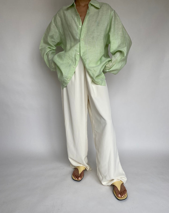 VINTAGE LIGHT GREEN LINEN SHIRT 642