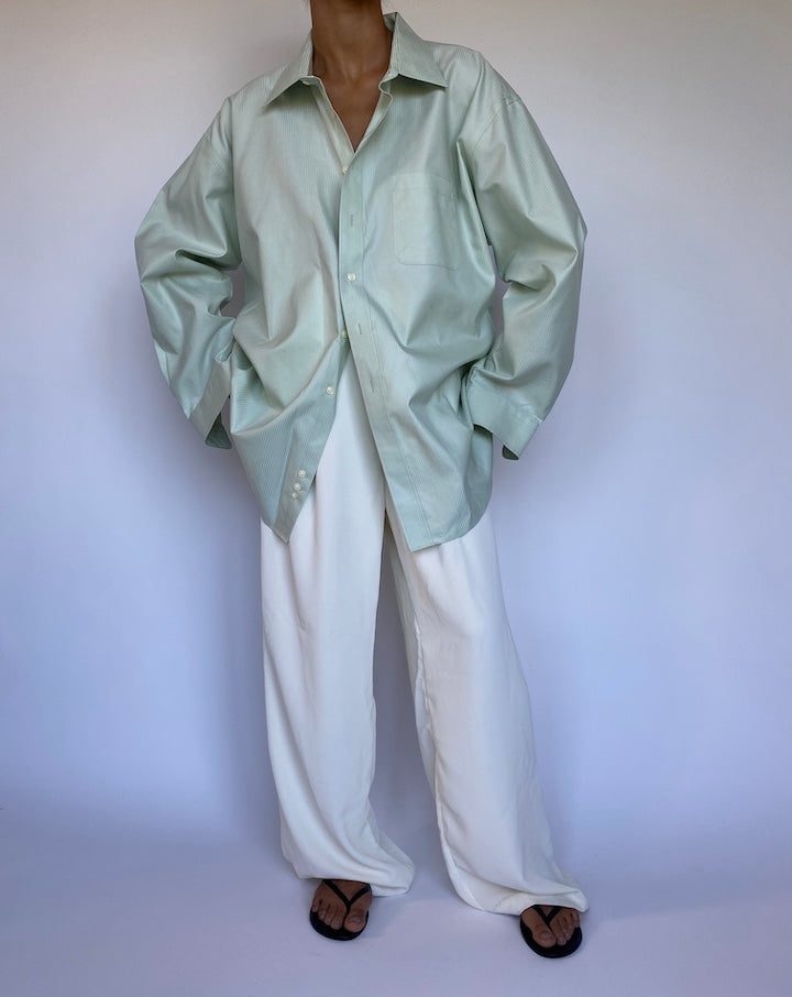 VINTAGE LIGHT GREEN STRIPED SHIRT 954-3