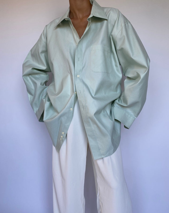 VINTAGE LIGHT GREEN STRIPED SHIRT 954