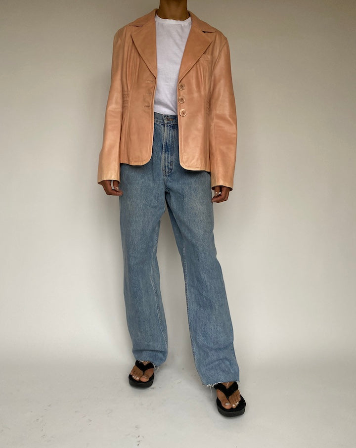 VINTAGE LIGHT PINK LEATHER JACKET 1025-5