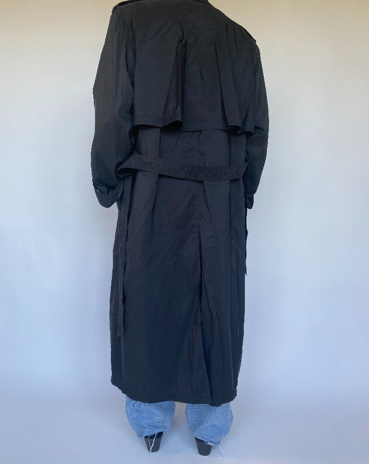 VINTAGE LIGHTWEIGHT BLACK TRENCH 1140-2
