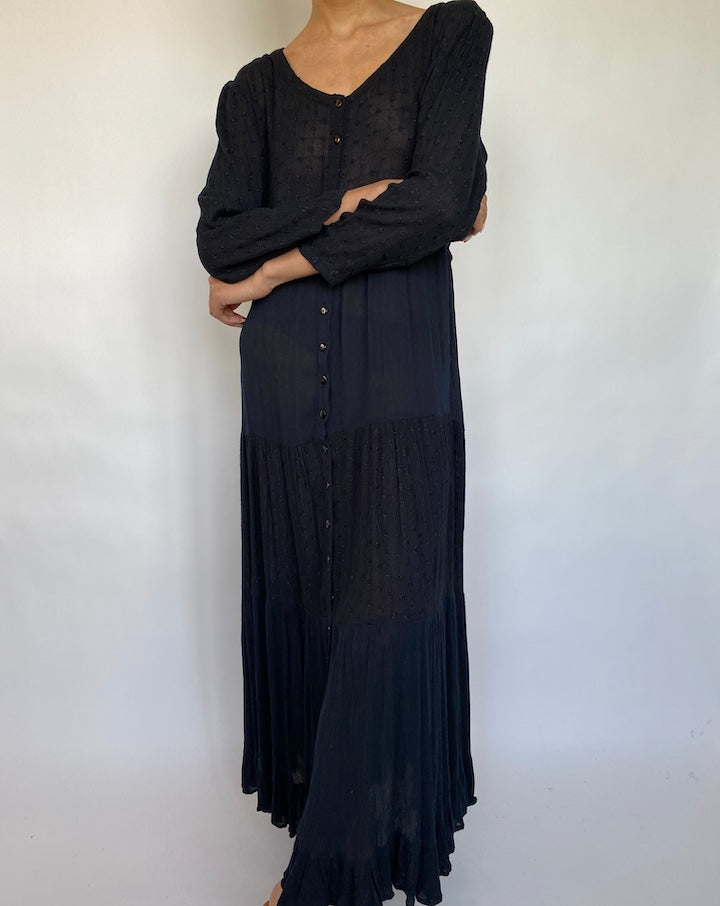 VINTAGE LONG BLACK DRESS 531-2