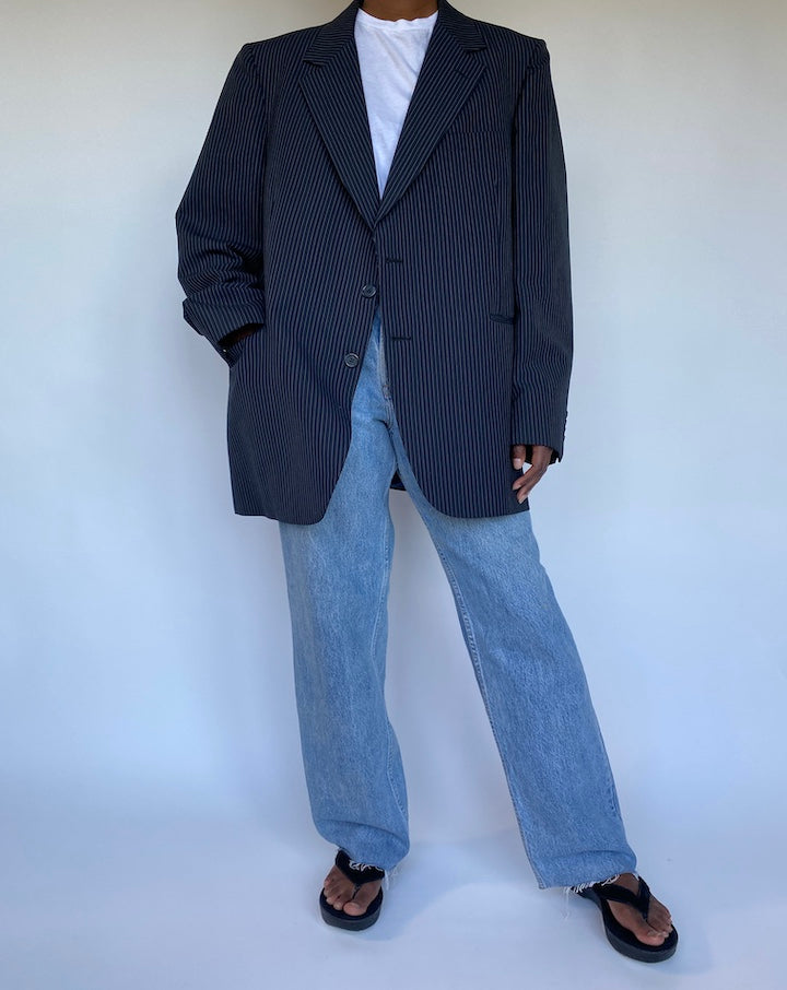 VINTAGE NAVY PINSTRIPED BLAZER 1132-3