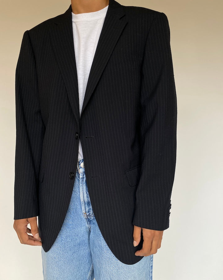 VINTAGE NAVY PINSTRIPED BLAZER 1343-3