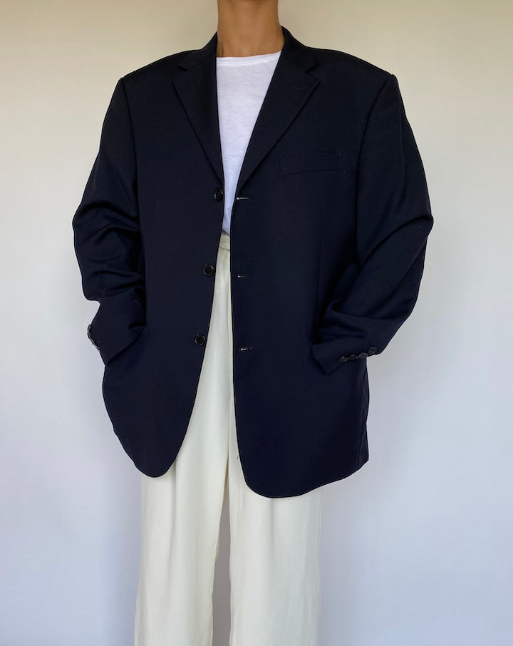 VINTAGE NAVY SINGLE BREASTED BLAZER 1088-3