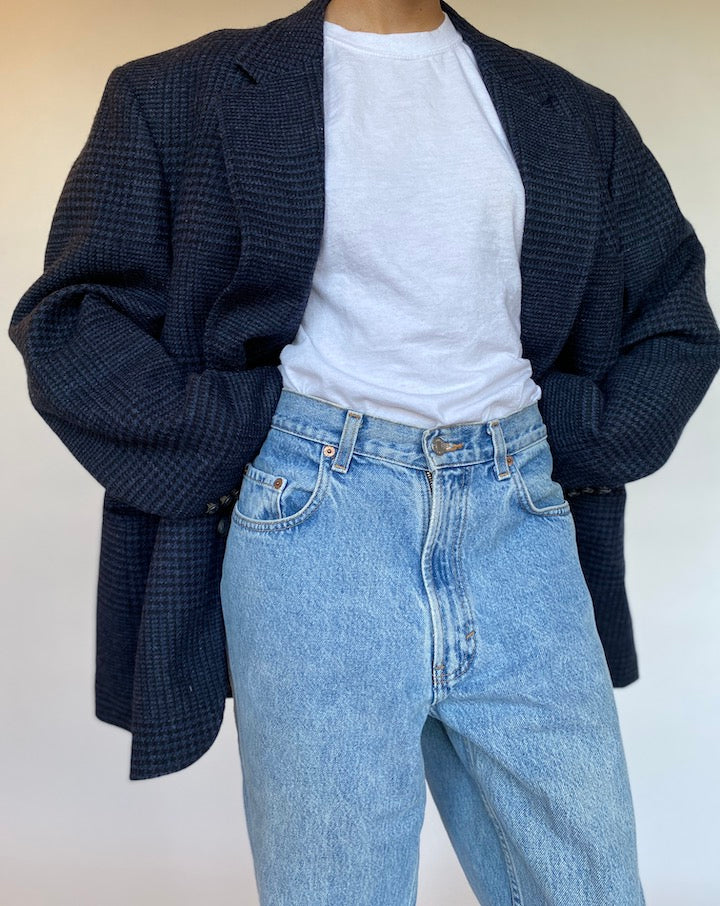 VINTAGE NAVY TWEED BLAZER 536-3