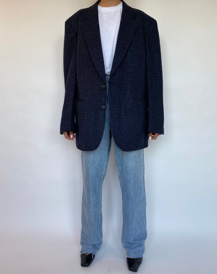 VINTAGE NAVY TWEED BLAZER 536-4
