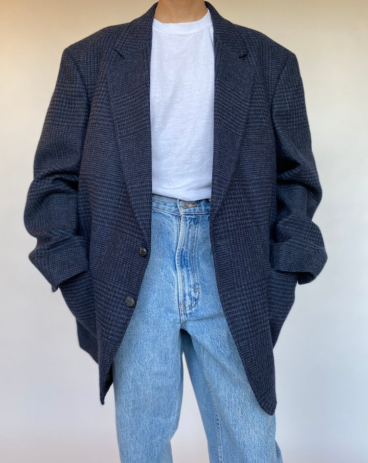 VINTAGE NAVY TWEED BLAZER 536
