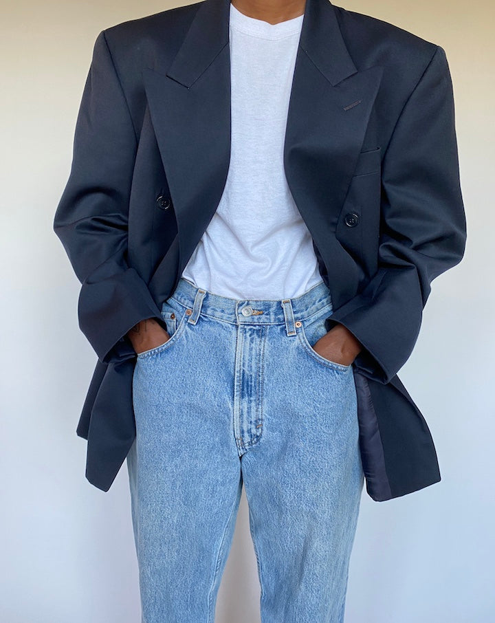 VINTAGE NAVY WOOL BLAZER 1295-3