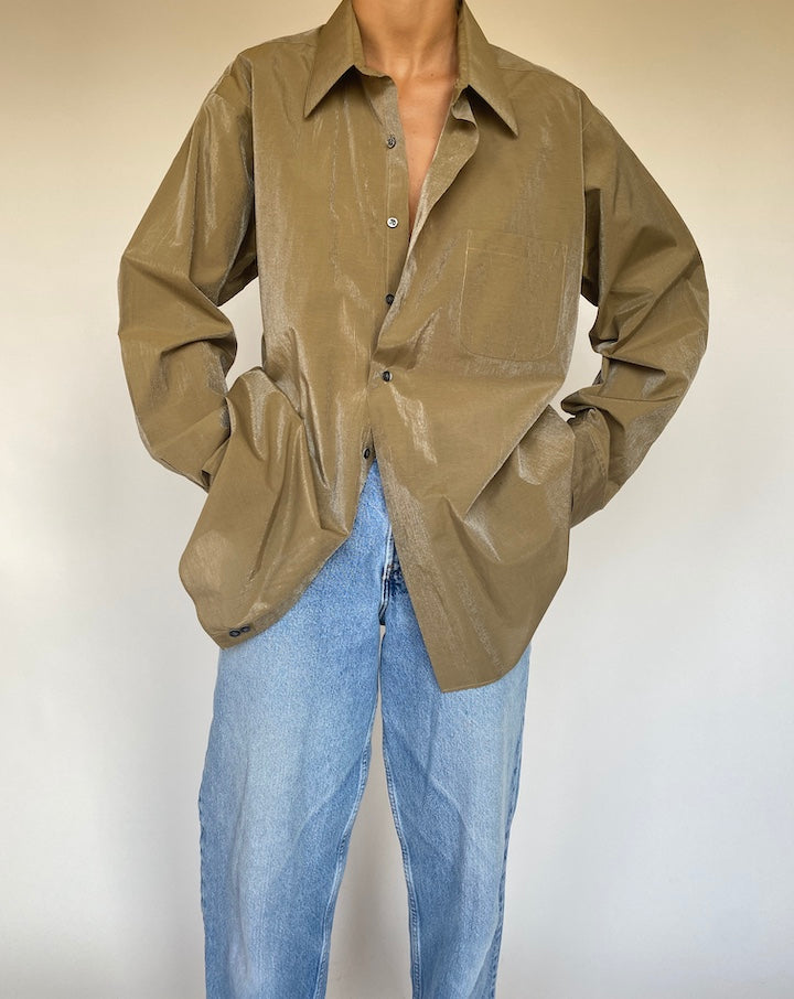 VINTAGE OLIVE SHIMMERY SHIRT 1359