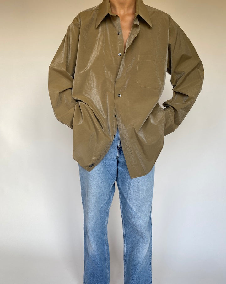 VINTAGE OLIVE SHIMMERY SHIRT 1359
