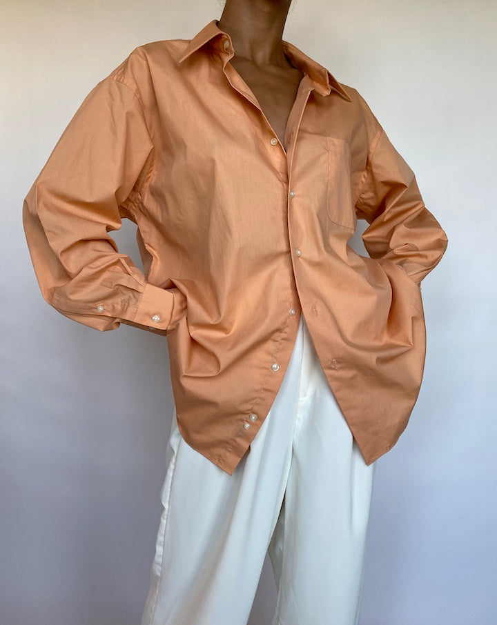 VINTAGE ORANGE BUTTON DOWN SHIRT 687-2
