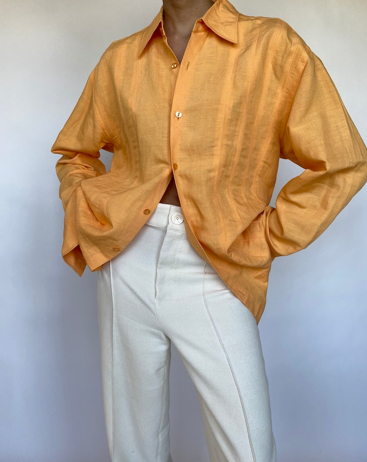 VINTAGE ORANGE LINEN MIXED SHIRT 565