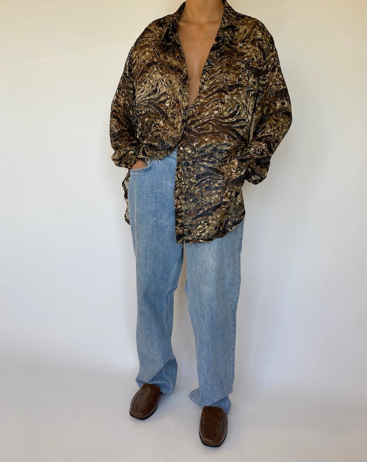 VINTAGE OVERSIZED ANIMAL PRINTED BLOUSE 1529-2