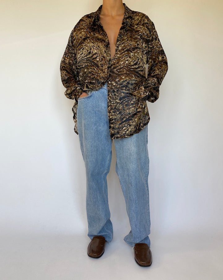 VINTAGE OVERSIZED ANIMAL PRINTED BLOUSE 1529