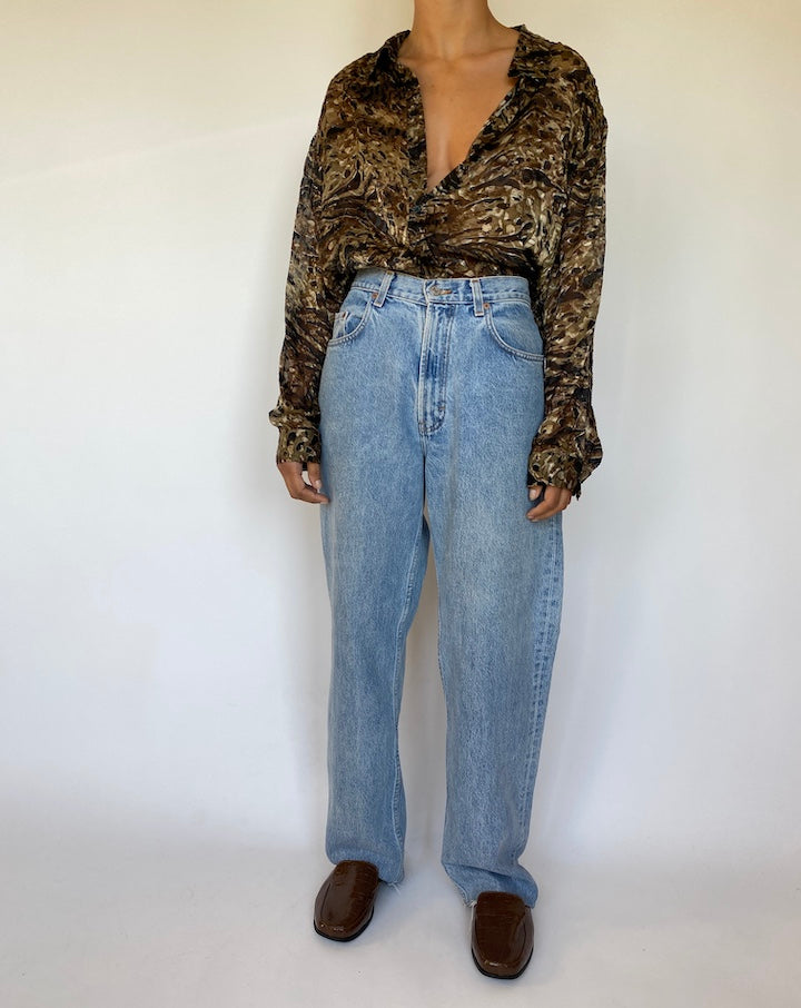 VINTAGE OVERSIZED ANIMAL PRINTED BLOUSE 1529