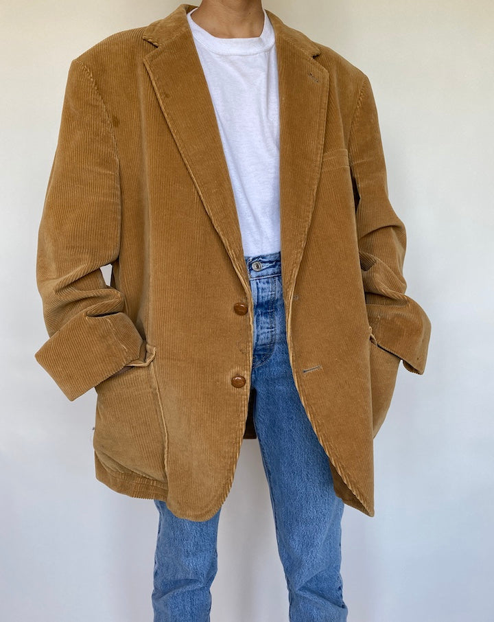 VINTAGE OVERSIZED BEIGE CORDUROY BLAZER 605-3