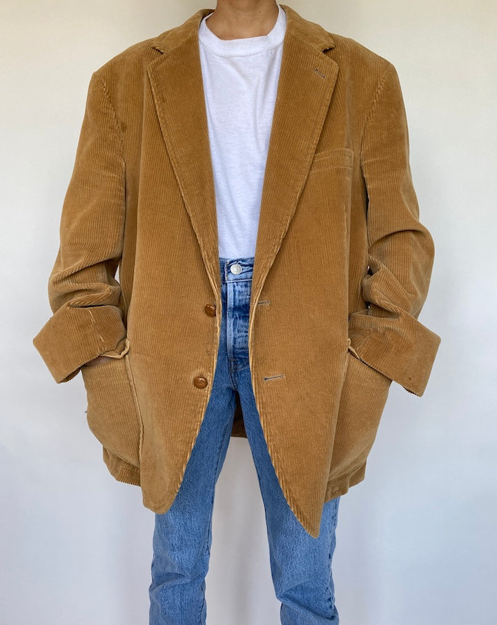 VINTAGE OVERSIZED BEIGE CORDUROY BLAZER 605