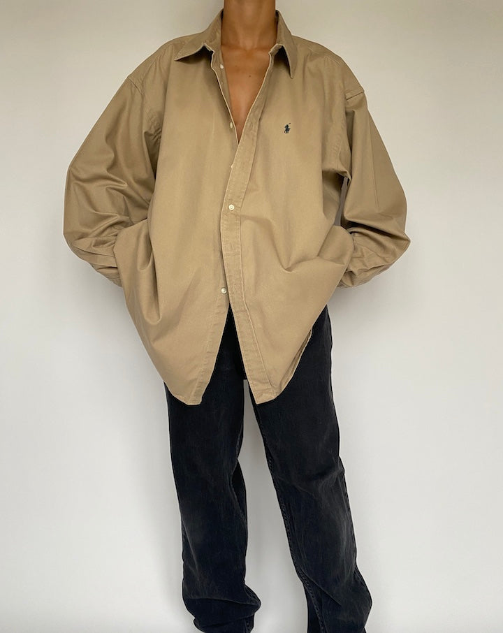 VINTAGE OVERSIZED BEIGE RALPH LAUREN SHIRT 1444-5