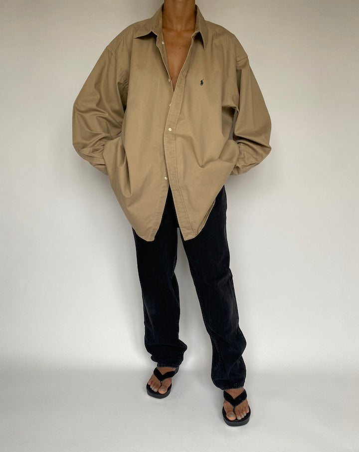 VINTAGE OVERSIZED BEIGE RALPH LAUREN SHIRT 1444