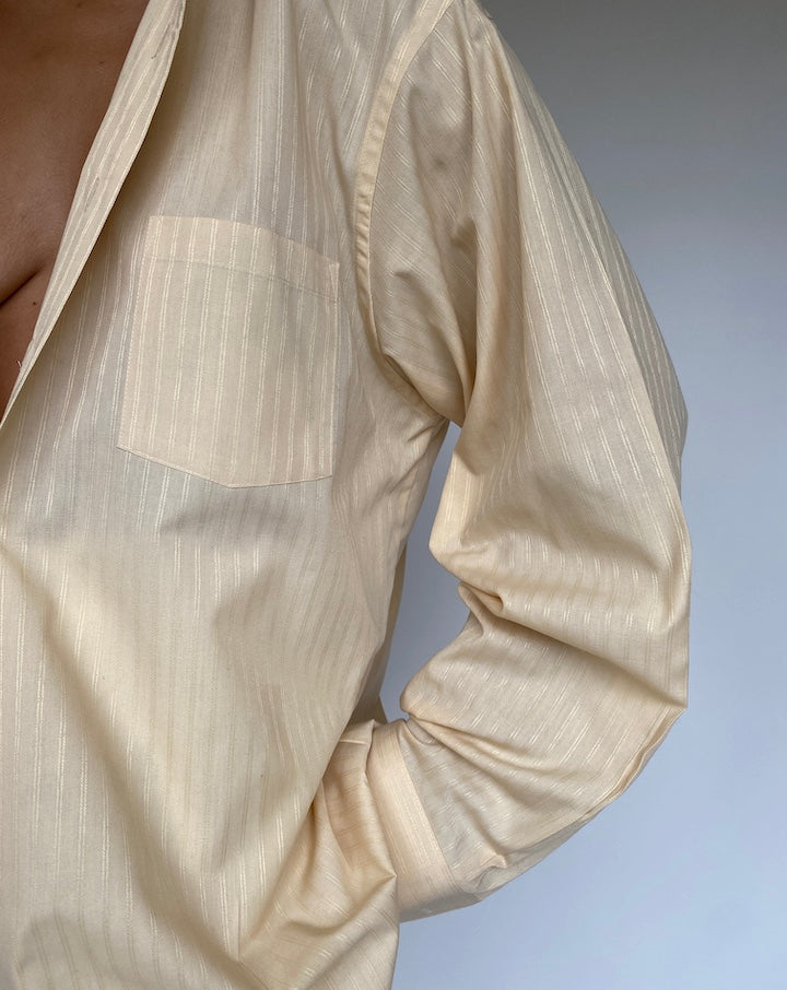 VINTAGE OVERSIZED BEIGE STRIPED SHIRT 1258-4